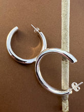 Aretes arracadas chunky  de plata mujer