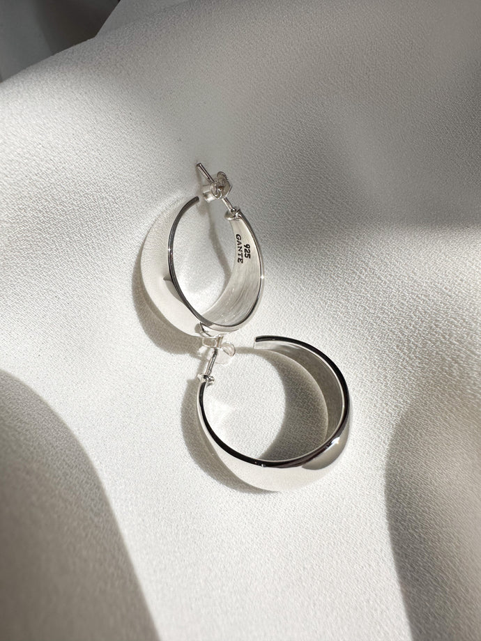 Aretes arracadas chunky  de plata mujer