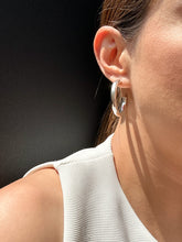 Aretes arracadas chunky  de plata mujer