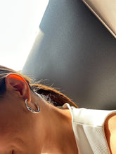 Aretes arracadas chunky  de plata mujer