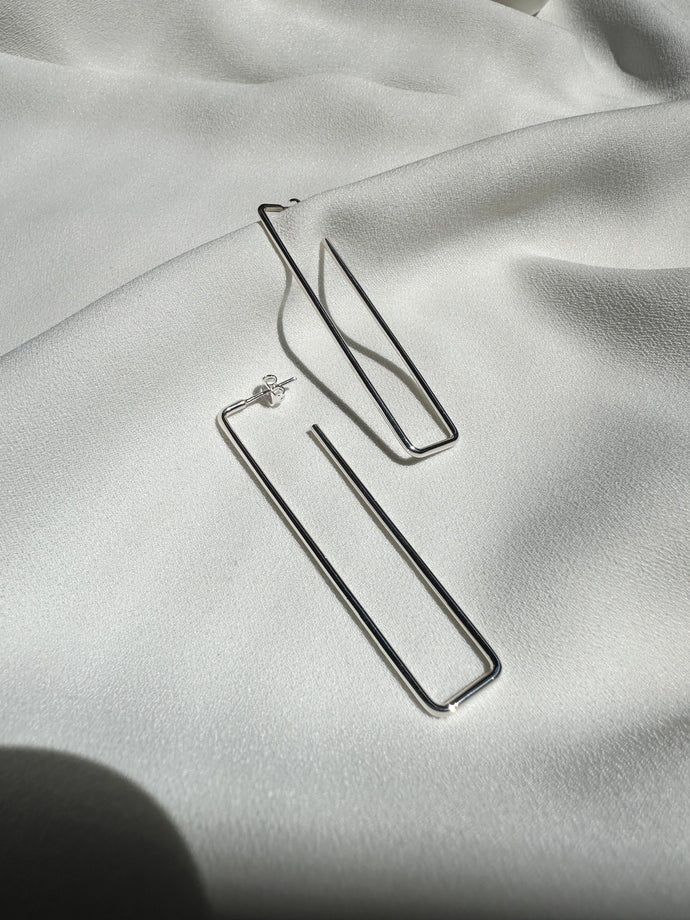 Rectangulo, Maxi Arracadas de Plata ley .925