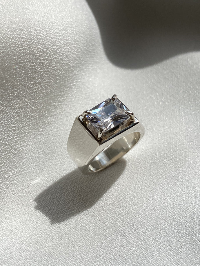 Anillo de compromiso, anillo promesa, anillo de plata ley .925, anillo solitario con circonia blanca