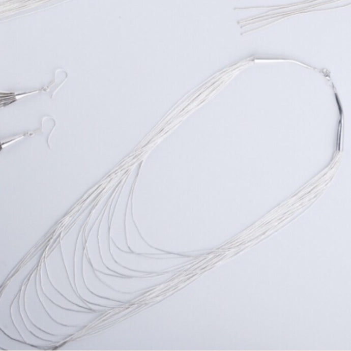 Cascada, Collar de Plata Líquida 20 hilos - Gante, Joyería de Plata hecha en México 