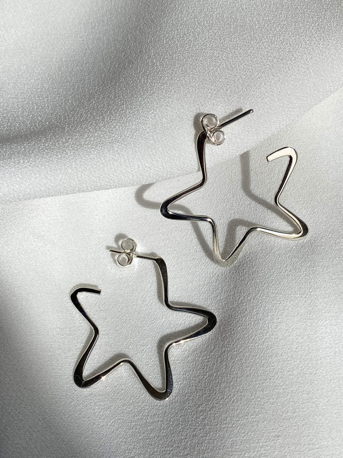 Aretes arracadas estrellas de plata mujer