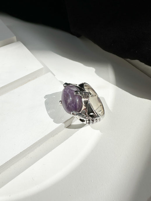 Amatista, Cuarzo Rosa ó Zirconia, Anillo de Plata Ley .925 talla 7.5