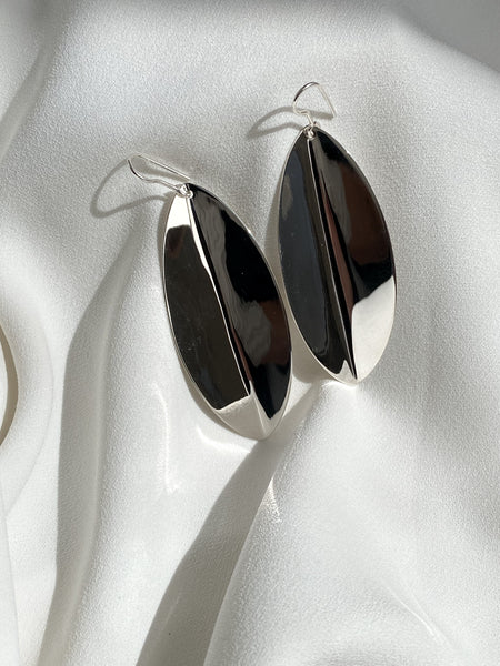 Aretes de plata grandes hoja regalo mujer