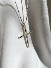 Collar cruz de plata mujer hombre unisex cadena de bolitas