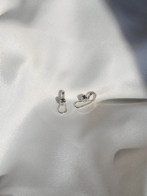 Ear Cuff Ojo de luna, Aretes de Plata Ley .925 y cz