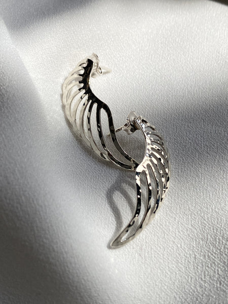 Aretes ala de ángel plata .925
