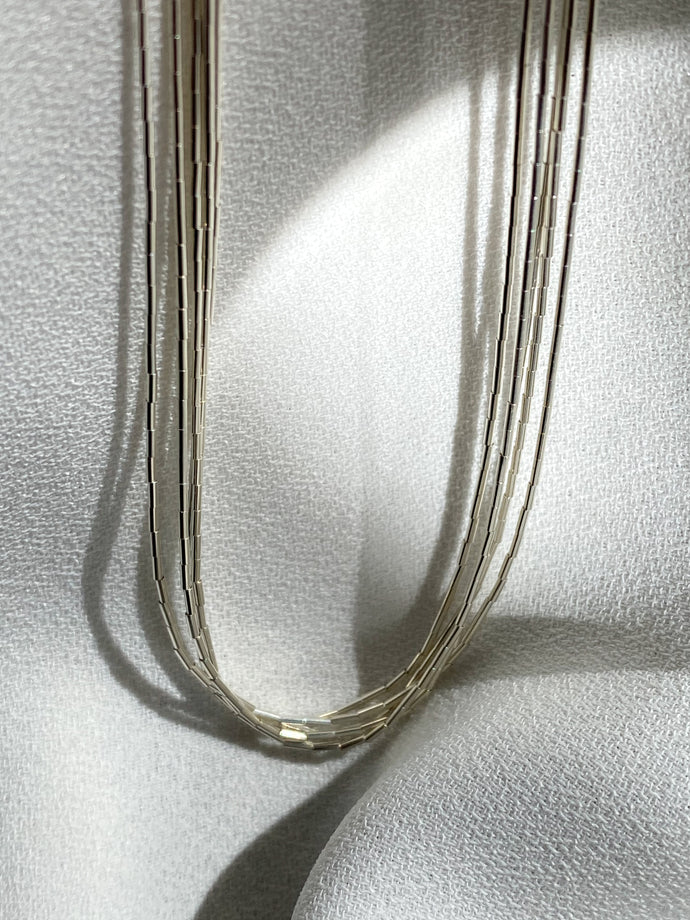 5 hilos 40cm, Collar de Plata Líquida Ley .925