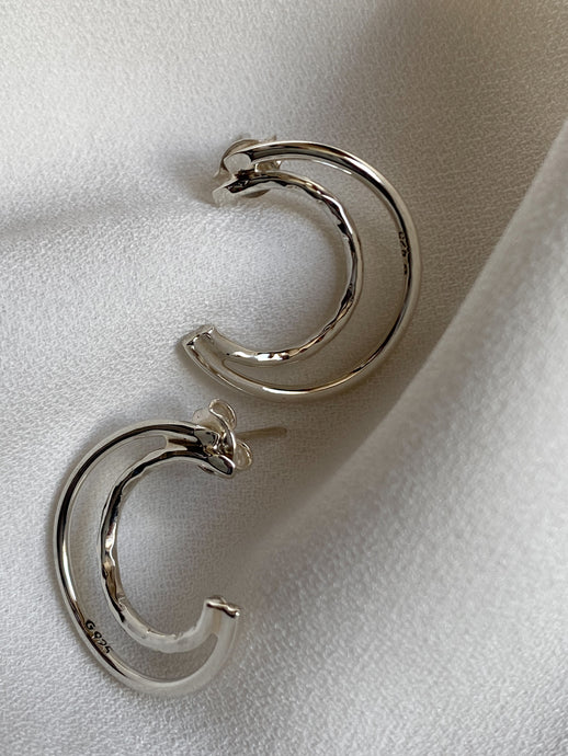 Aretes arracadas luna de plata mujer